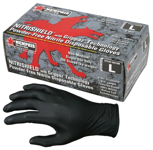 MCR NITRISHIELD GRIPPAZ BLACK NITRILE - Disposable Gloves